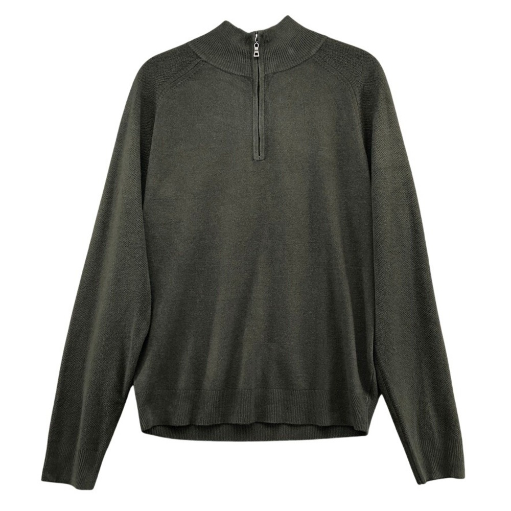 Weatherproof Vintage Sweater Mens Medium Dark Olive Quarter Zip Mock Neck
